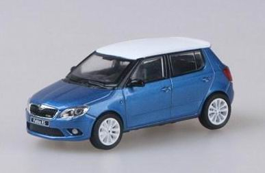 SKODA Fabia II RS (2011), blue race met with white roof white wheels