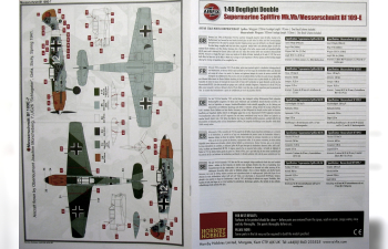 Сборные модели Messerschmitt Bf109E+Supermarine Spitfire Mk.Vb (в комплекте краска, кисти и клей)