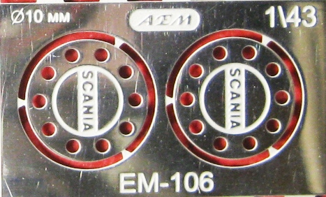 Фототравление Колпаки передних колес SCANIA, блестящий никель