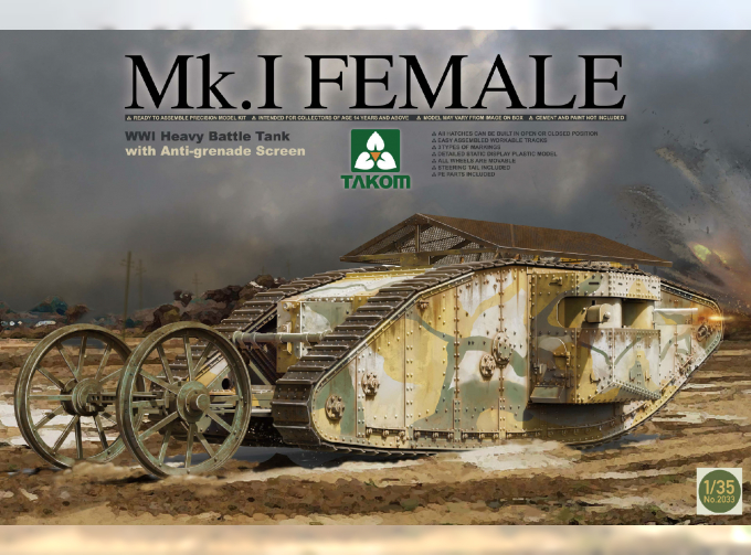 Сборная модель WWI Heavy Battle Tank Mk.I Female with Anti-grenade