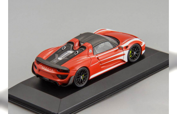 PORSCHE 918 Spyder 'Weissach Package w/ Le Mans Racing Design' (2015 ), red / white