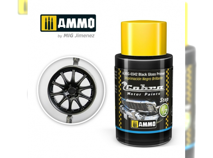 Краска акриловая Cobra Motor Черный глянцевый / Black Gloss Primer, 30мл