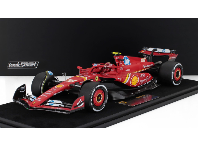 FERRARI F1 Sf-24 Team Scuderia Ferrari №55 2nd Abu Dhabi Gp (2024) Carlos Sainz - Last Ferrari Race - Con Vetrina - With Showcase, Red White Black