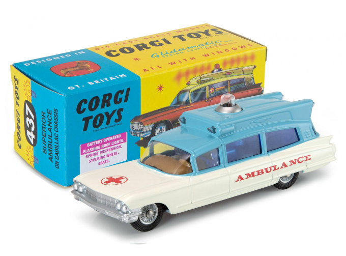 CADILLAC Superior Ambulance (1966), white / light blue