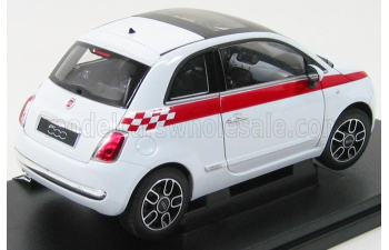 FIAT 500 SIDE RED STRIPES (2007), white 