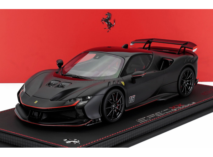 FERRARI Sf90 Xx Stradale N 16 Personal Car Charles Leclerc (2024) - Con Vetrina - With Showcase, Matt Black Red