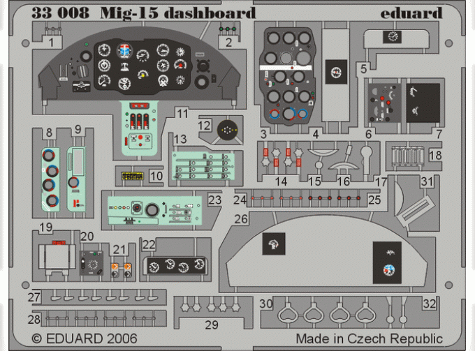 Фототравление MiG-15 dashboard