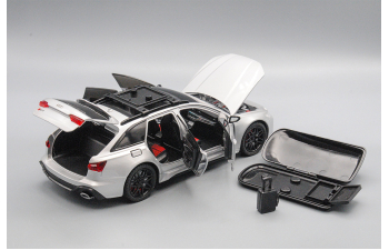 AUDI RS6 с багажным боксом, серебристый, 21 см