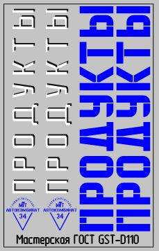 Набор декалей Надписи ПРОДУКТЫ вариант 2