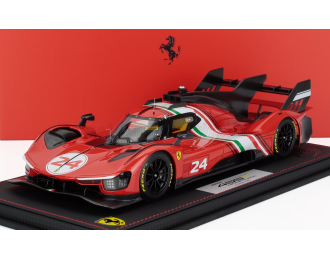 FERRARI 499p 3.0l Turbo V6 №24 Modificata Launch Version (2023) - Con Vetrina - With Showcase, Red White Black