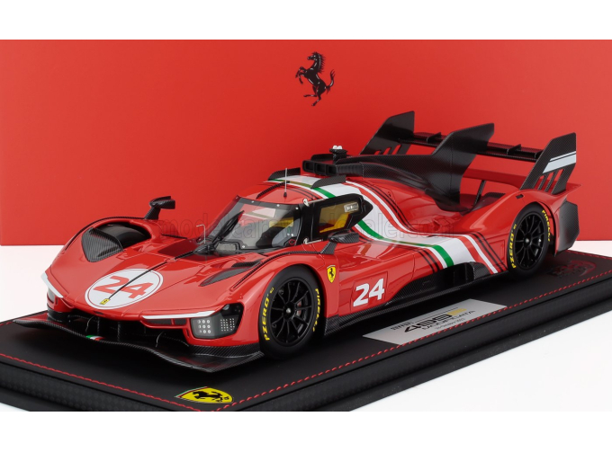 FERRARI 499p 3.0l Turbo V6 №24 Modificata Launch Version (2023) - Con Vetrina - With Showcase, Red White Black