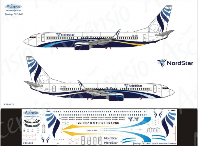 Декаль на самолет боенг 737-800 (norstar (тамыр))