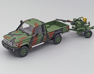 TOYOTA Land Cruiser J79 Armed Pickup with Anti-Aircraft Gun, military green camouflage