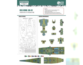 Маска окрасочная USS IOWA Bb-61 (For Tamiya 31616)