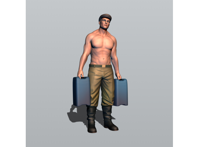 Фигура Тракторист с канистрами (масштаб 1:24), окрашенная