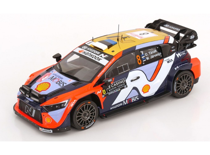 HYUNDAI I20 N Rally1 Team Shell Mobis Wrt (night Version) №8 5th Rally Montecarlo (2025) Ott Tanak - Martin Jarveoja, 2 Tone Blue Red