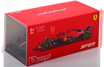 FERRARI F1 Sf-23 Team Scuderia Ferrari №55 Season (2023) Carlos Sainz - With Pilot And Showcase - Exclusive Carmodel, Red Black