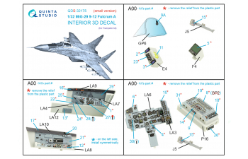 3D Декаль интерьера кабины МиГ-29 9-12 (Trumpeter) (Малая версия)