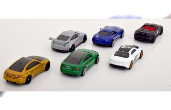 EUROPEAN SPORTCAR SET Jaguar F-Typ, BMW M4, Audi RS5, Mercedes AMG GT Porsche 911 GT3 RS Renault Alpine A110 in gift Box