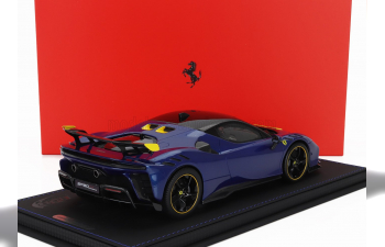 FERRARI Sf90 Xx Stradale (2024) - Con Vetrina - With Showcase, Blu Tour De France - Blue Met Yellow Black