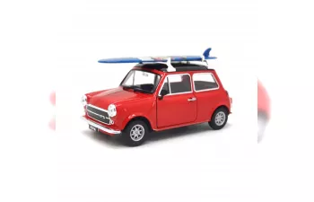 MINI Cooper 1300 (1974), red with Surf Board