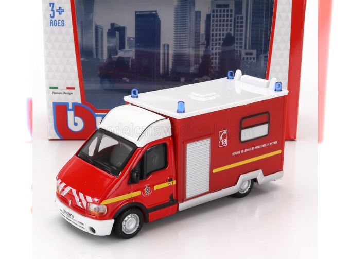 RENAULT Master Van Vehicule De Secours Et D'assistance Aux Victimes Ambulance Sapeurs Pompier (1994), Red White