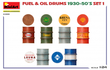 Сборная модель топливные и масляные бочки военные / Fuel & Oil Drums Military 1930-50