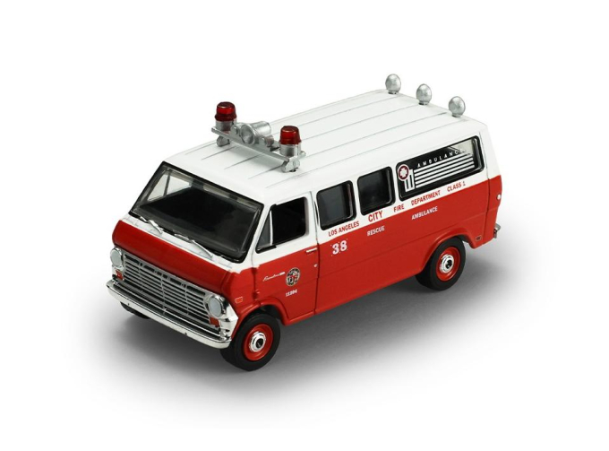 FORD Econoline Ambulance - Los Angeles Fire Department *Fire & Rescue Series 5* (1969), white / red