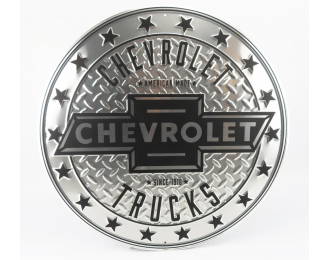 ACCESSORIES Metal Round Plate - Chevrolet Trucks, Silver Black