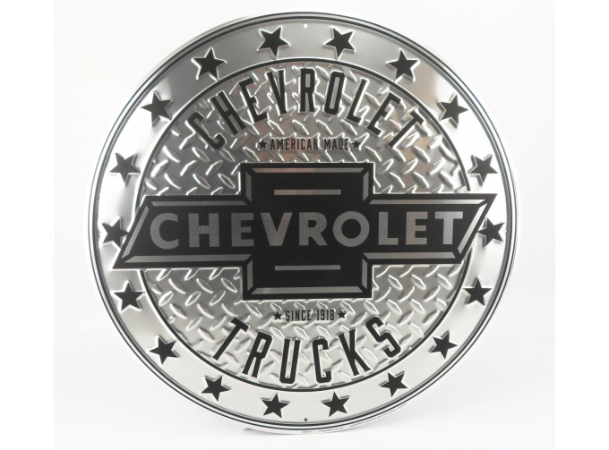 ACCESSORIES Metal Round Plate - Chevrolet Trucks, Silver Black