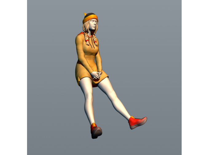 Фигура Девушка сидит на капоте, окрашенная