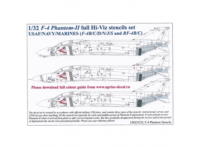 Декали для F-4B/N/J/S/C/D & RF-4C/B Phantom-II, с символикой и тех. надписями