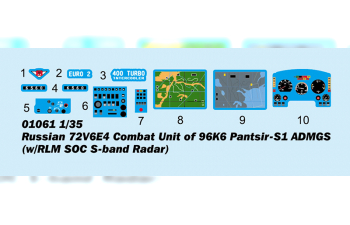 Сборная модель ЗРК Russian 72V6E4 Combat Unit of 96K6 Pantsir-S1 ADMGS(w/RLM SOC S-band Radar)