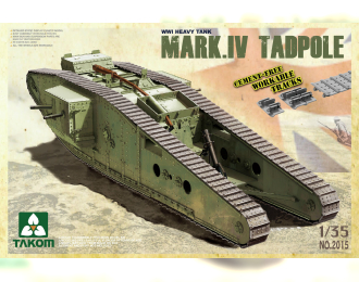 Сборная модель WWI Heavy Battle Tank Mk.IV Male Tadpole Workable track & wheels; 2 decal options.