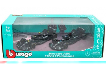 MERCEDES-BENZ GP Set F1 2x W15 Eq Performance Team Amg Petronas Motorsport №44 Season (2024) Lewis Hamilton + №63 Season (2024) George Russell, Black Silver Green