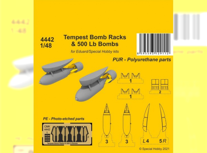 Аксессуары для моделей военной техники Стойки для бомб Tempest и 500-фунтовые бомбы