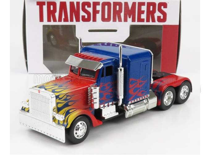 PETERBILT Tractor Truck 1986 - Optimus Prime V - Transformers, Blue Red Yellow