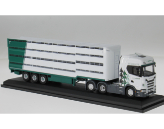 SCANIA S Series Livestock Trailer A W Jenkinson (2023), white/green