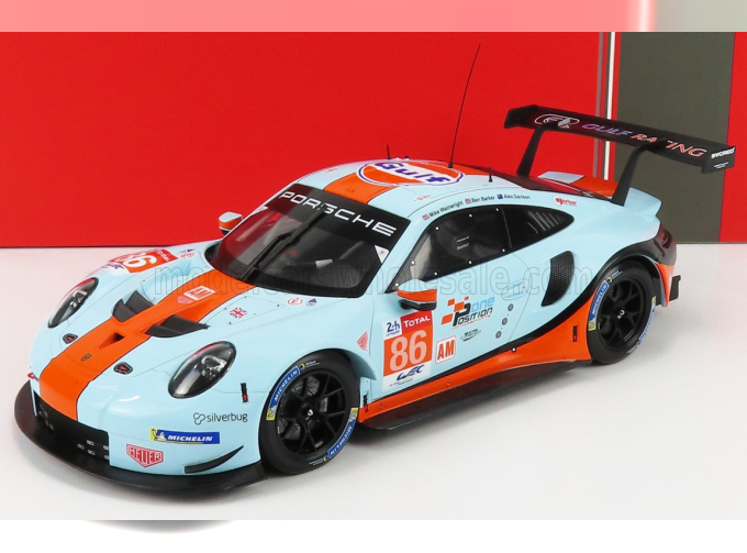 PORSCHE 911 991 Rsr 4.0l Team Gulf Racing N 86 24h Le Mans (2018) M.Wainwright - B.barker - A.Davison, Light Blue Orange