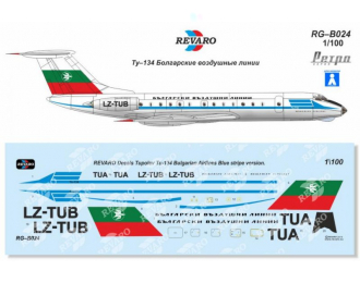 Декаль Ту-134 Болгарские воздушные линии (синяя полоса)