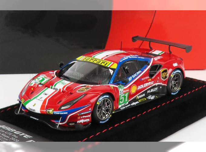 FERRARI 488 Gte Evo 3.9l Turbo V8 Team Af Corse N51 2nd Lmgte Pro Class 24h Le Mans (2020) J.Calado - A.Pier Guidi - S.Serra - Con Vetrina - With Showcase, Red White Blue