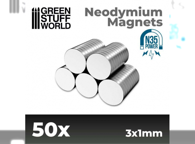 Неодимовые магниты 3 x 1 мм (50 шт.) (N35) / Neodymium Magnets 3x1mm - 50 units (N35)