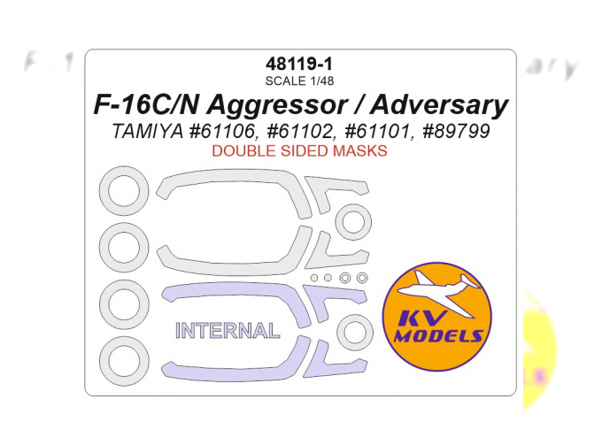 Маска окрасочная двухсторонная F-16C/N Aggressor/Adversary (TAMIYA #61106, #61102, #61101, #89799) + маски на диски и колеса