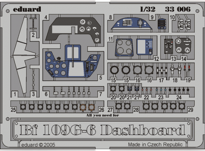 Фототравление Bf 109G-6 dashboard