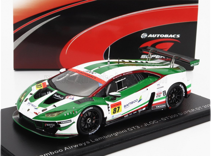 LAMBORGHINI Aventador Gt3 Team Jloc №87 Gt300 Super Gt (2022) K.Mtsuura - N.Sakaguchi, White Green