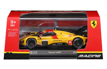 FERRARI 499p 3.0l Turbo V6 Team Af Corse N 83 Winner 24h Le Mans (2025) Robert Kubica - Phil Hanson - Yifei Ye - Con Vetrina - With Showcase, Yellow Red