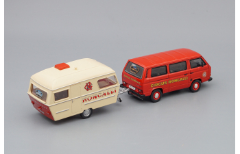 VOLKSWAGEN T3a Bus with Trailer Circus Roncalli, red / beige