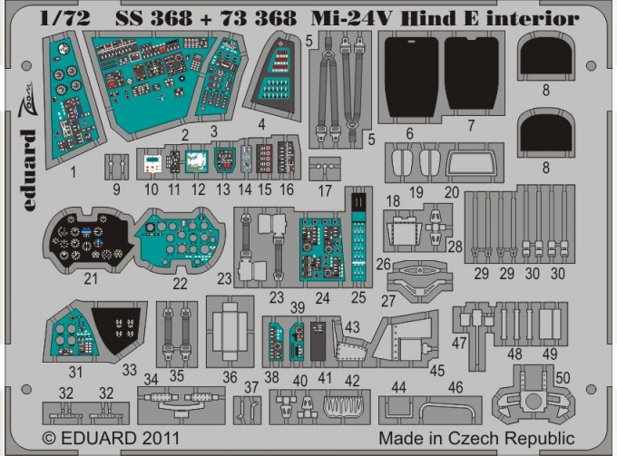 Цветное фототравление для Mi-24V Hind E interior S. A. (интерьер)