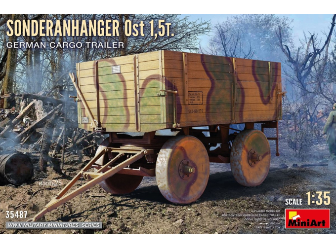 Сборная модель немецкий грузовой прицеп 1.5т / TRAILER German Cargo Trailer Military 1945