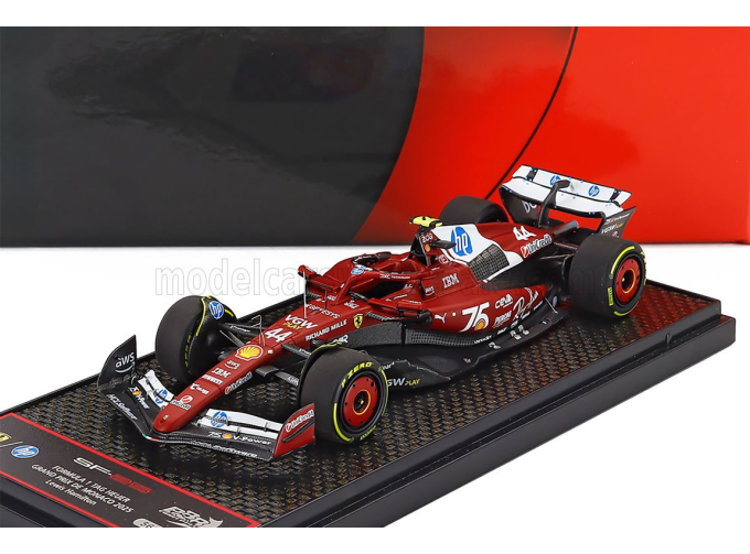 FERRARI F1  Sf-25 Team Scuderia Ferrari Hp №44 5th Monaco Gp 75th Shell Livery (2025) Lewis Hamilton, Red Black White